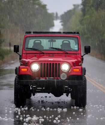 Bright red jeep with hail axelrod collision pdr hail damage red jeep